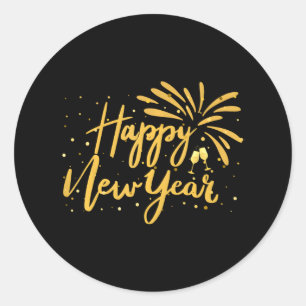Happy New Year Celebration New Years Eve Party Classic Round Sticker