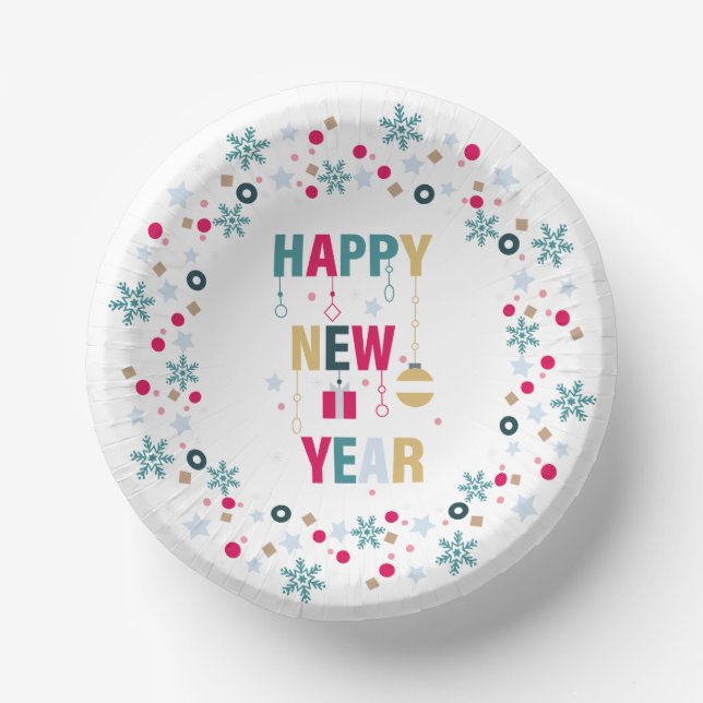 Happy New Year celebration Paper Plate (Front)