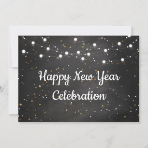 Happy New Year Celebration with String Lights Invitation