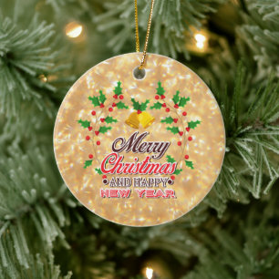 Happy New Year Ceramic Tree Decoration