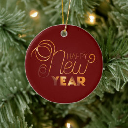 Happy New Year Ceramic Tree Decoration