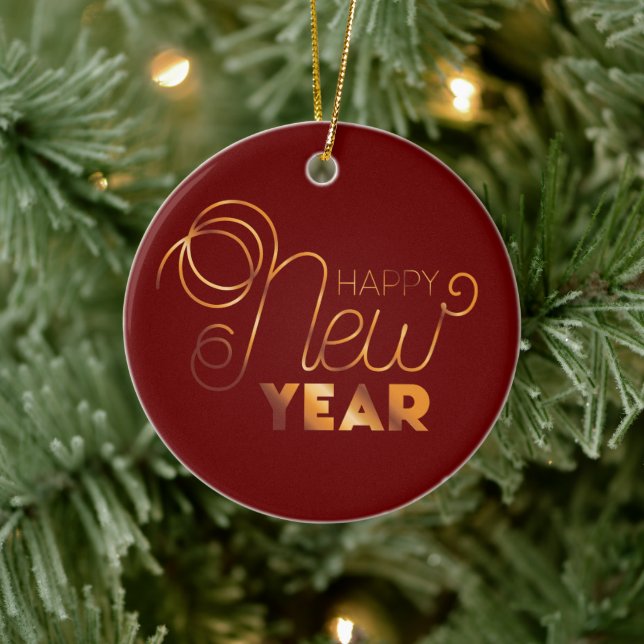 Happy New Year Ceramic Tree Decoration (Tree)