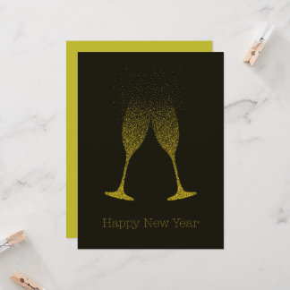 Happy New Year Champagne Flutes Dots Card
