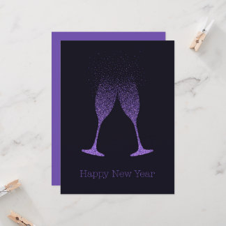 Happy New Year Champagne Flutes Dots Card