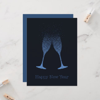 Happy New Year Champagne Flutes Dots Card