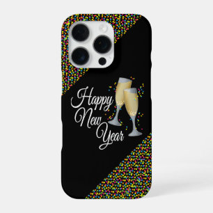 Happy New Year Champagne Glasses iPhone 16 Pro Case