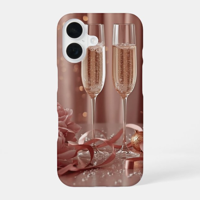 happy new year champagne glow iPhone 16 case (Back)