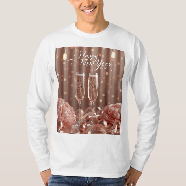 happy new year champagne glow long sleeve T-Shirt (Front)