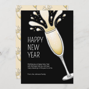 Happy New Year Champagne Holiday Card