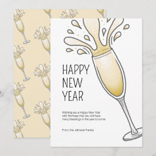 Happy New Year Champagne Holiday Card