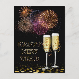 Happy New Year - Champagne Holiday Postcard