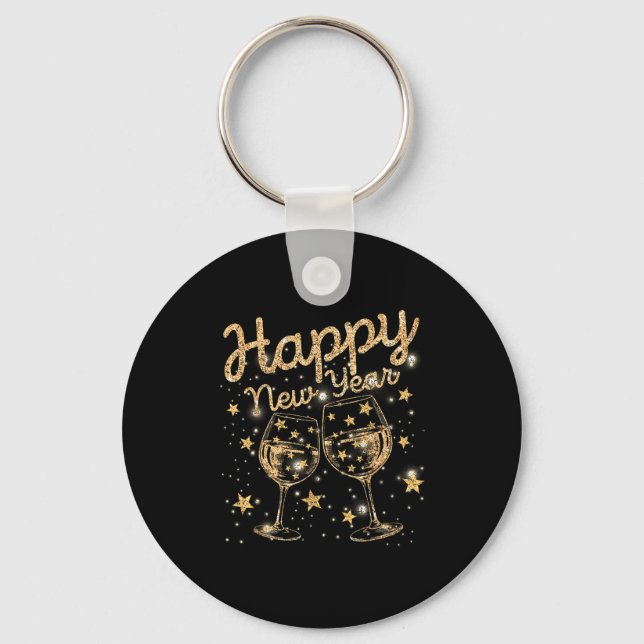 Happy New Year Champagne New Years Men Women  Key Ring (Front)