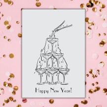 Happy New Year Champagne Tower Greeting