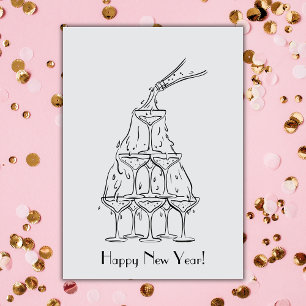 Happy New Year Champagne Tower Greeting Card