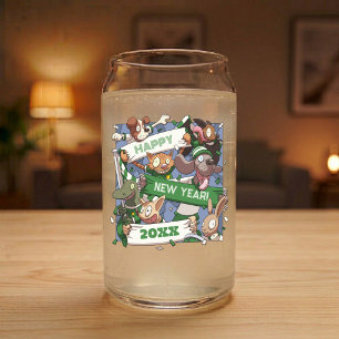 Happy New Year Change The Date Funny Animal Fans Can Glass