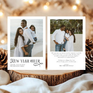 Happy New Year Cheer Modern Family 2 Photo Collage Holiday Card