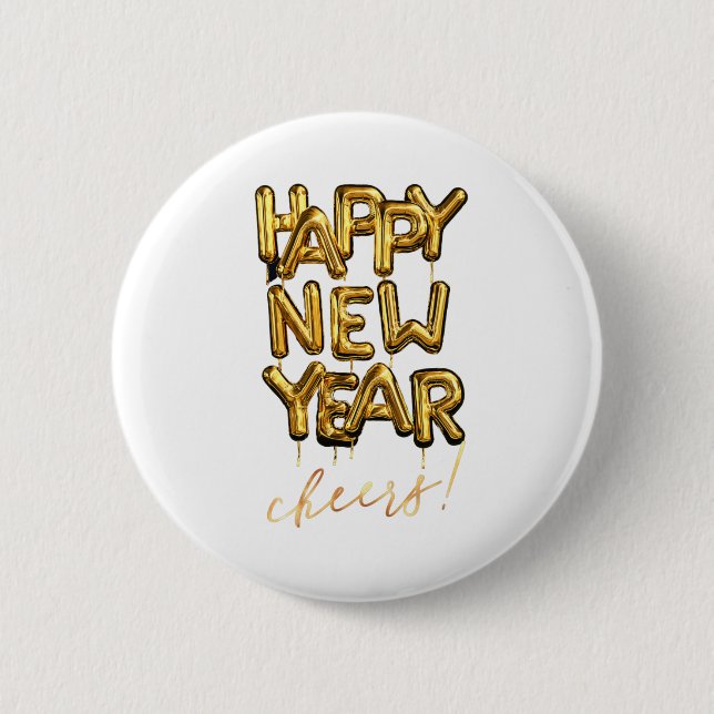 Happy New Year Cheers 6 Cm Round Badge (Front)