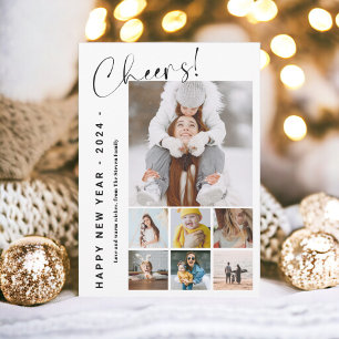 Happy New Year cheers year in review 9 photo black Holiday Card