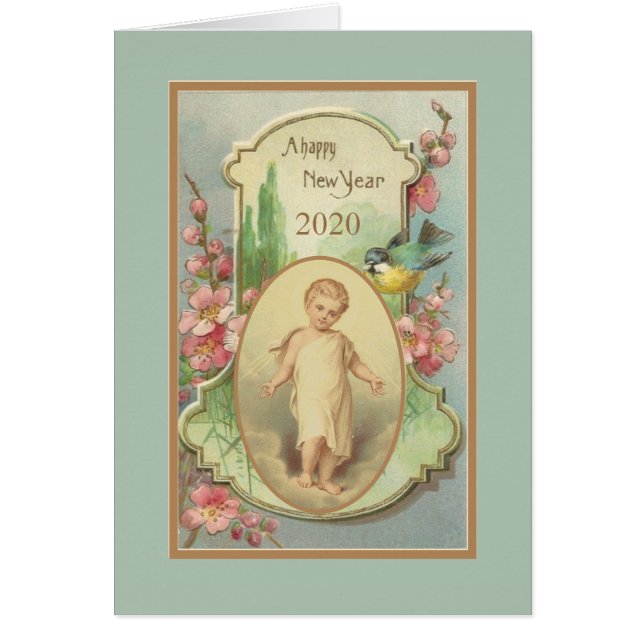 Happy New Year Child Jesus Vintage Floral (Front)