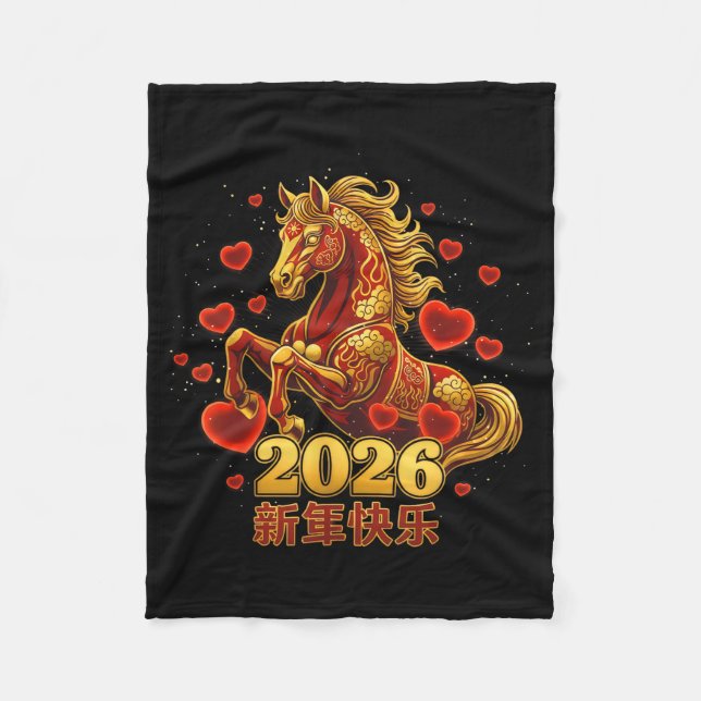 Happy New Year Chinese 2026 -year Of The Horse Cut Fleece Blanket (Front)