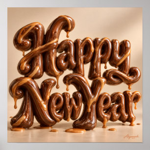 Happy New Year Chocolate Caramel Poster