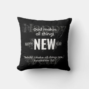 HAPPY NEW YEAR Christian Scripture Custom BLACK Cushion