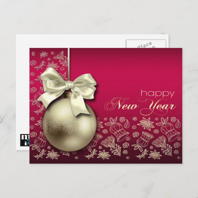 Happy New Year. Christmas Bauble Postcards (Front/Back)