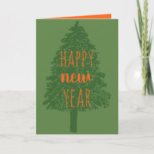 Happy New Year Christmas Tree Greeting Cards