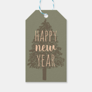 Happy New Year • Christmas Tree Vintage Winter Gift Tags