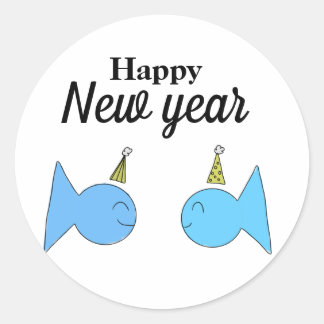 happy new year classic round sticker