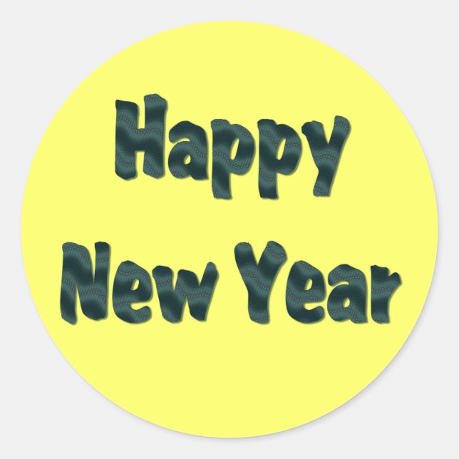 happy new year classic round sticker (Front)