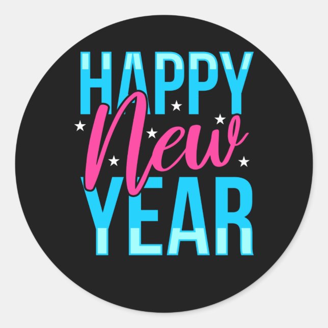 Happy New Year Classic Round Sticker (Front)