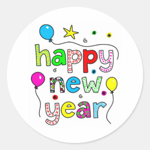 Happy New Year Classic Round Sticker