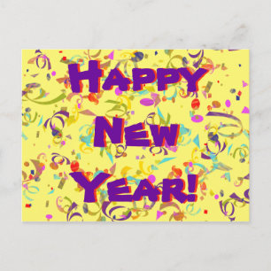 Happy New Year Colourful Confetti All Occasion Postcard