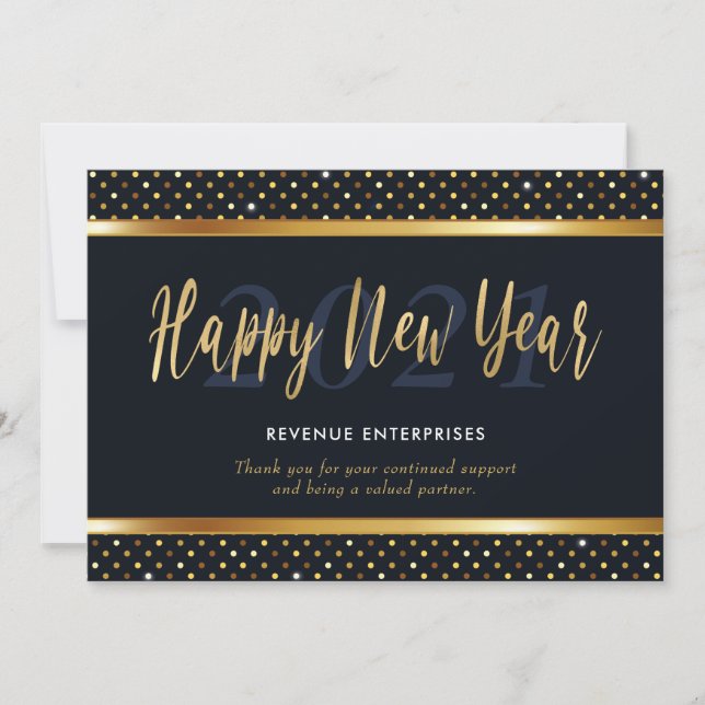 Happy New Year Company Business Logo Business Holiday Card (Front)