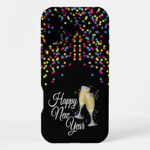 Happy New Year Confetti Champagne Glasses iPhone 16 Pro Max Case