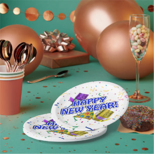 Happy New Year Confetti New Years Paper Plate