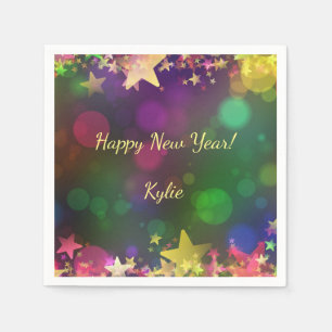 Happy New Year confetti star cocktail napkins