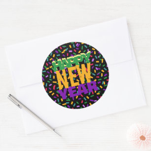happy NEW year confetty Classic Round Sticker