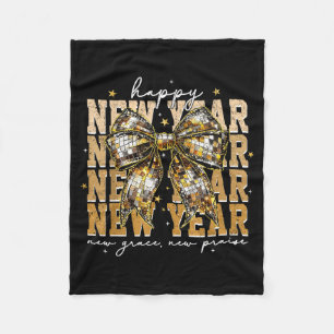 Happy New Year Coquette Bow New Year New Grace New Fleece Blanket