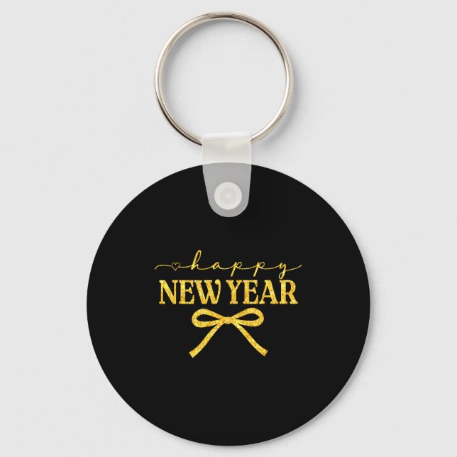 Happy New Year Coquette Bow New Year Party Family  Key Ring (Front)