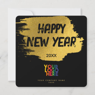 Happy New Year Corporate Business Logo Black Gold