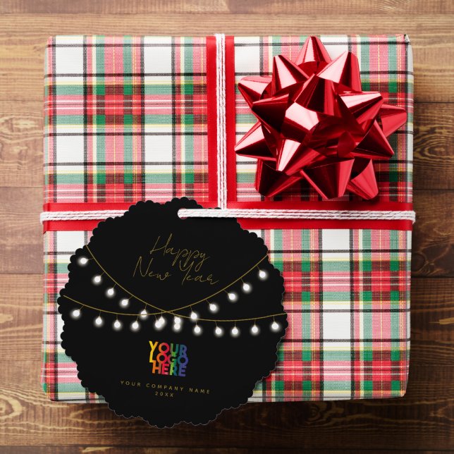 Happy New Year Corporate Business Logo Holiday Tree Decoration Card (Insitu (Gift))