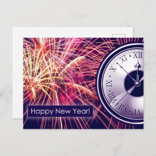 Happy New Year. Countdown and Fireworks Postcard