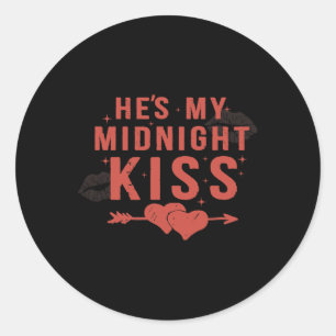 Happy New Year Couples He's My Midnight Kiss Valen Classic Round Sticker