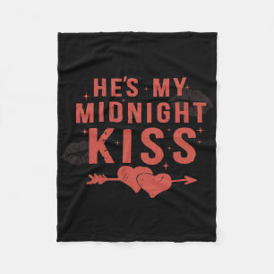 Happy New Year Couples He's My Midnight Kiss Valen Fleece Blanket