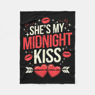 Happy New Year Couples She's My Midnight Kiss Vale Fleece Blanket