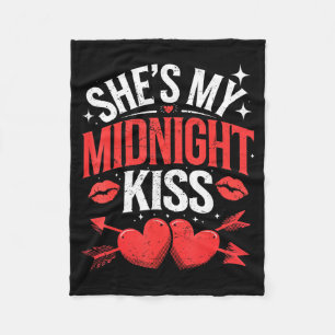 Happy New Year Couples She's My Midnight Kiss Vale Fleece Blanket