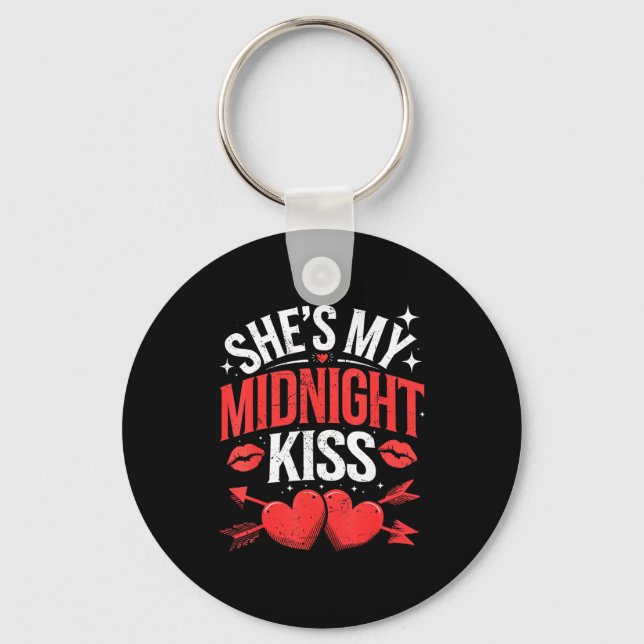 Happy New Year Couples She's My Midnight Kiss Vale Key Ring (Front)