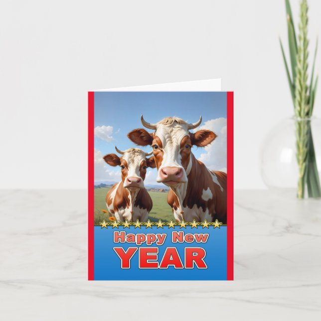 happy new year cows card (Front)